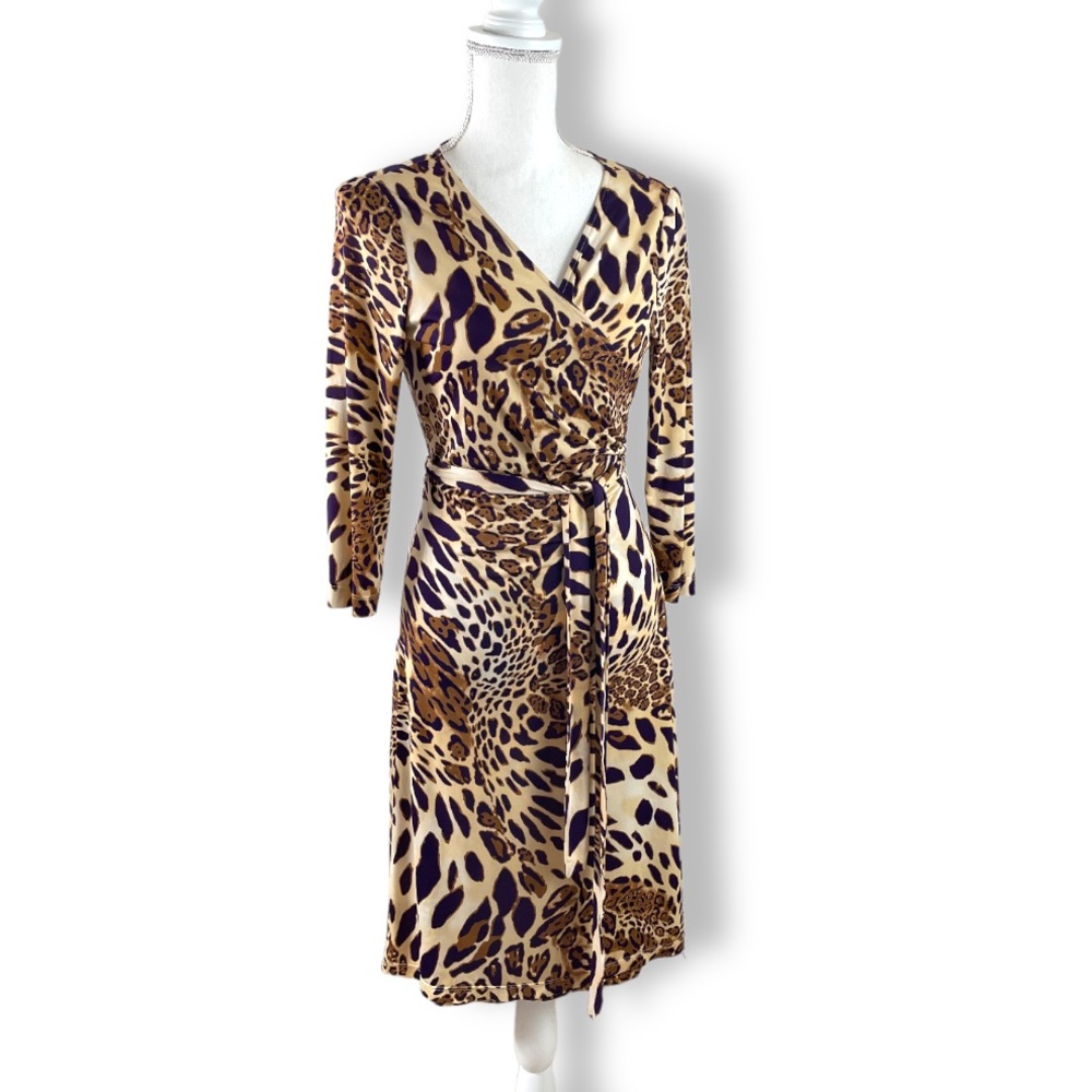 Tahari ASL Arthur Levine animal print wrap dress Size 6